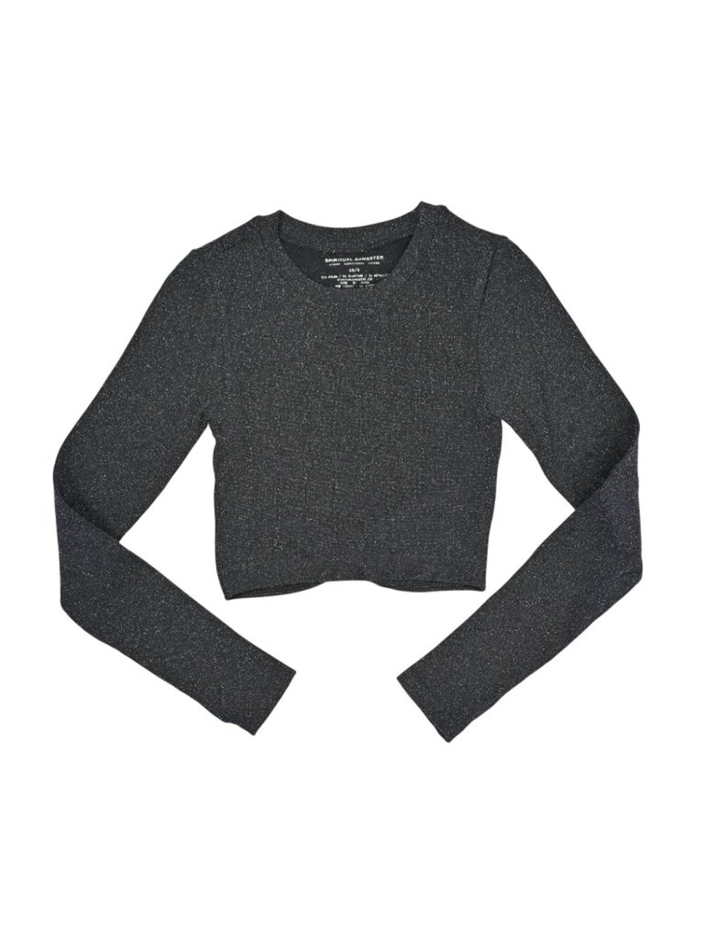 Spiritual Gangster Shimmer Seamless Liberty Top in Black